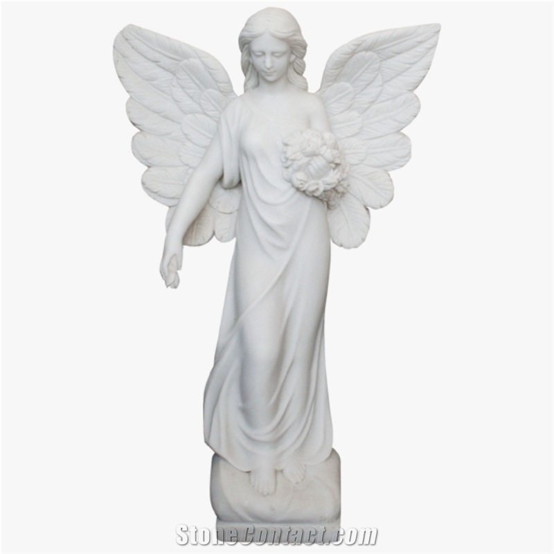 Standing Angel Statues, White Marble Statues
