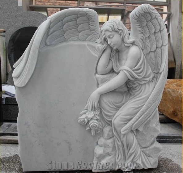 White Marble Angel Design Monuments