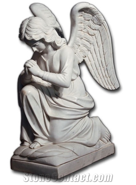 White Marble Kneeling Angel Statues