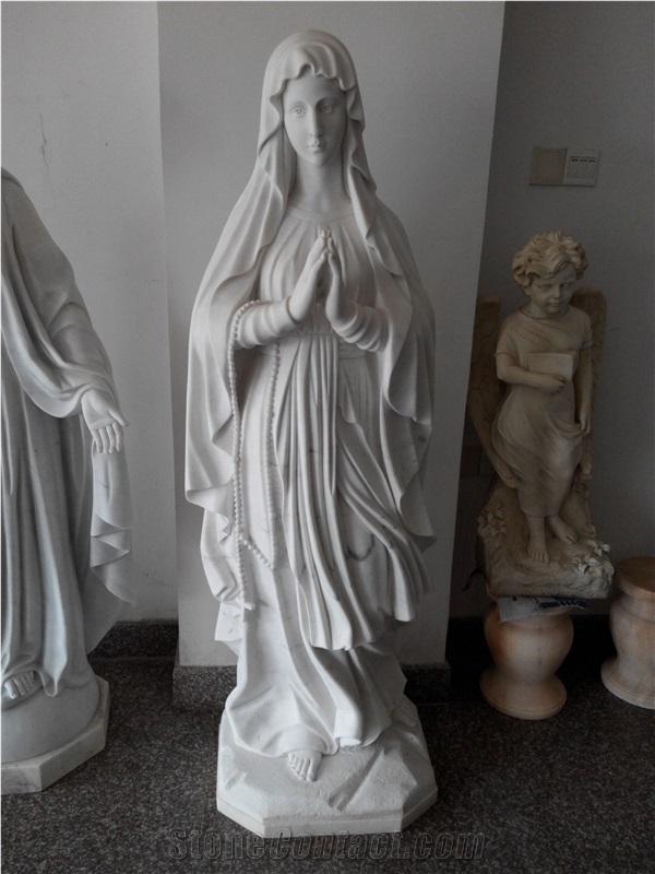 White Marble the Madonna Religious Statues