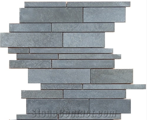 China Grey Basalt Linear Strips Mosaic,Lava Stone,Basaltina,Basalto,Inca Grey , China Basalt Linear Strips Mosaic