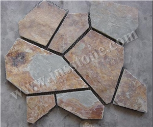 China Rusty Slate Crazy Paving / Slate Paving on Mesh / Slate Net Paste / Random Flag Stone/ Rusty Slate Flagstone