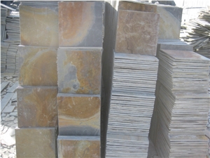 China Yellow Slate Slabs & Tiles, Cultured Stone Tiles,Ledge Stone for Wall Panel Decor,China Rusty Slate Stacked Stone Flooring & Walling Tiles