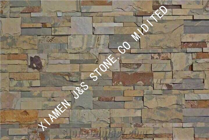 Natural China Multicolor Slate Cultured Stone Wall Panel, Stone Veneer ...