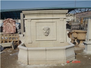 Hand Carved Natural Stone Garden Marble Wall Fountain