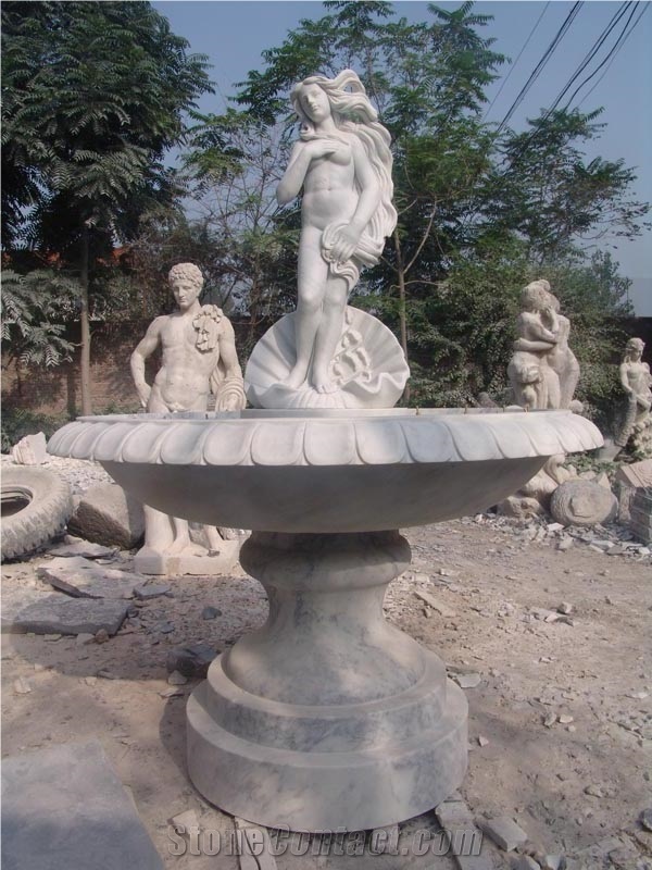 Outdoor Stone Garden Fountain, Marble Fountain, Water Fountain,Large White Marble Stone Fountain