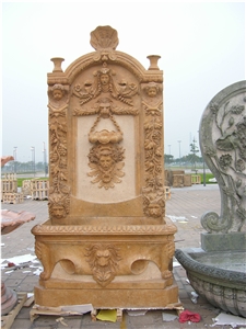 Wall Stone Statue Marble Fountain with Lion and Baby Carving,Wholesaler