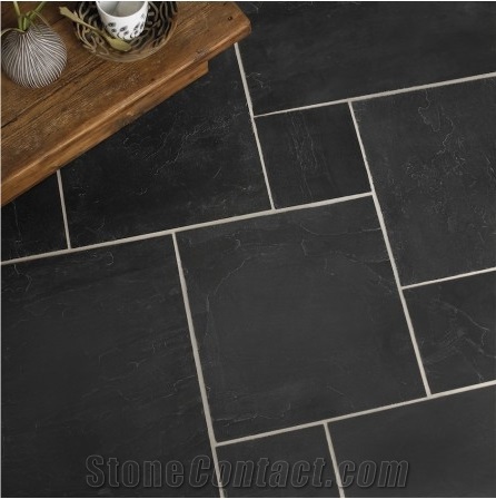 Nero Slate Riven Floor Tiles