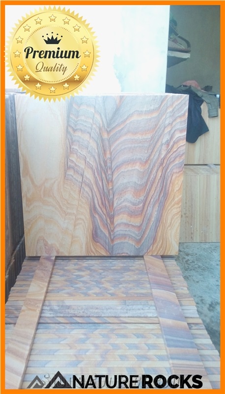 Rainbow Sandstone Tiles & Slabs, Multicolor Polished Sandstone Floor Tiles, Flooring Tiles