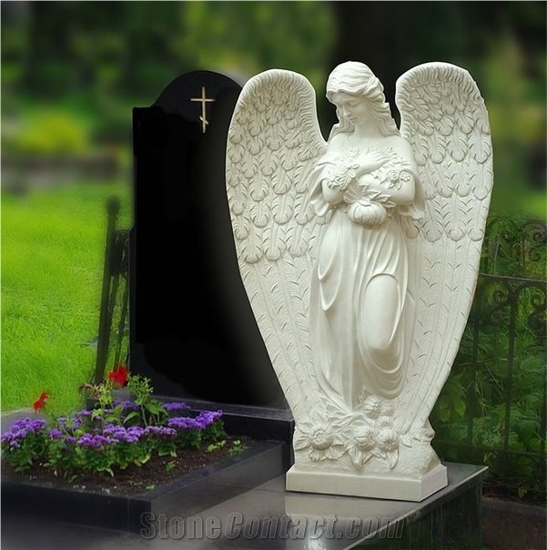 China Han White Marble Angel Monument & Tombstone Im07, Han White Marble Monument & Tombstone