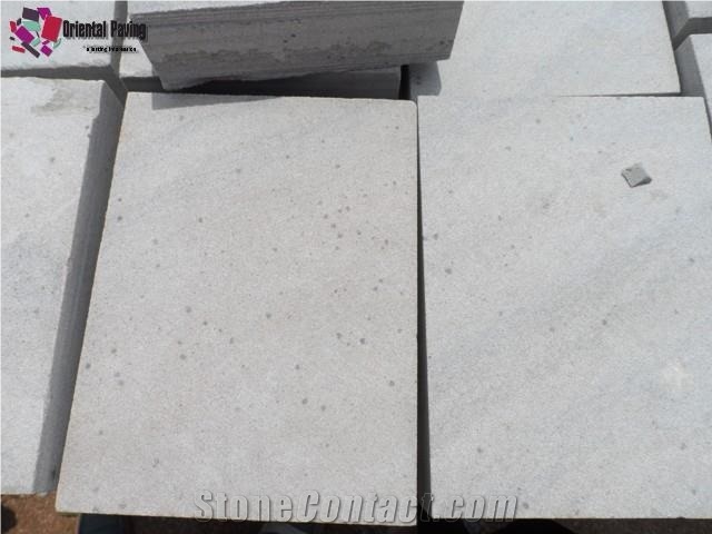 Grey White Sandstone Paving Stone, China Sandstone Cobble Stone