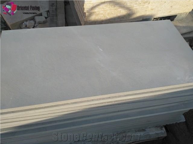 Honed Grey Sandstone Slab Paving ,Greyish White Sandstone Wall Covering Tile Building Material, Grey Natural Sandstone Tile
