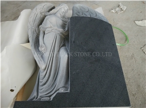 Flower Man Made Shanxi Black Granite,Hebei Black Granite,Indian Black Granite Tombstones,Headstones,Western Style Monuments