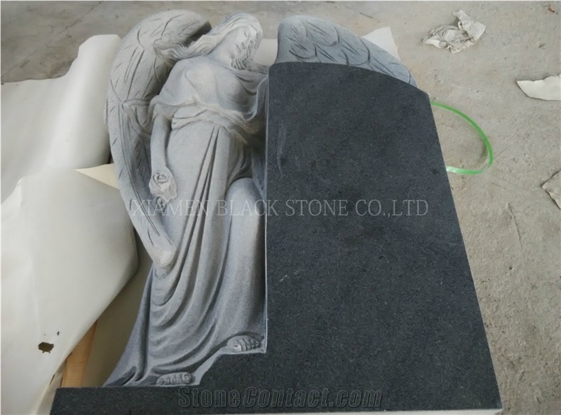 Shanxi Black Granite Angel Tombstones,Angel Monuments,Western Style Tombstones,Single Monuments,Headstones,Gravestones,Family Monuments