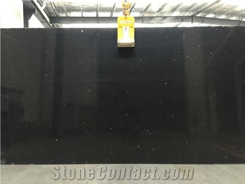 Black Artificial Marble Quartz Slab with Starry Night