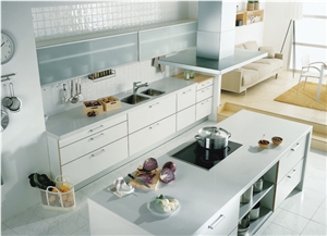 White Quartz Stone Kitchen Countertops, Solid Surface Kitchen Tops