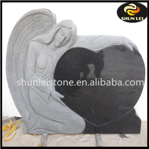 European Style Black Granite Angel Headstone & Monument