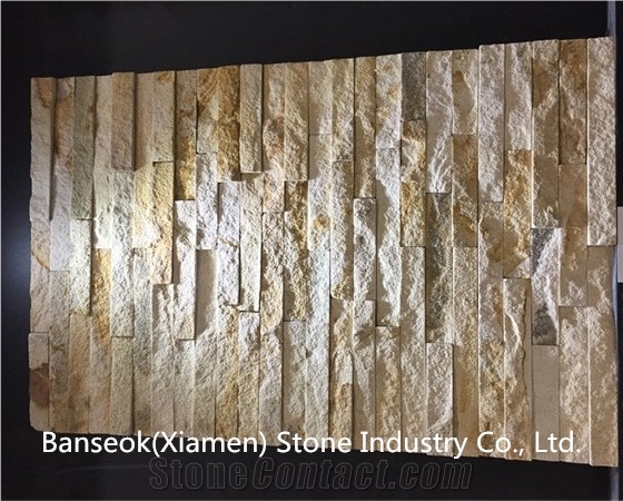 Yellow-Vein Sandstone Cultured Stone, Beige Culture Stone for Wall and Building