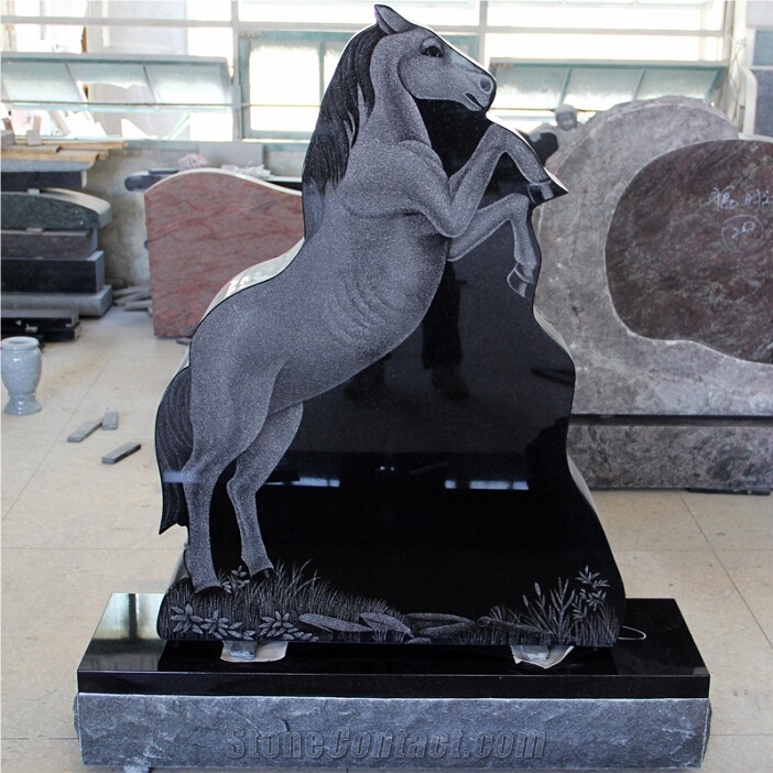 American Style Black Granite Horse Design Monuments