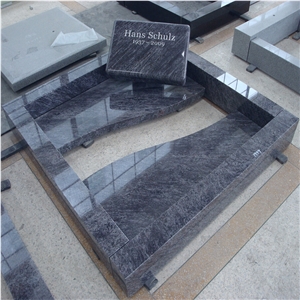 Bahama Blue Granite Monument Lying Gravestone with Border