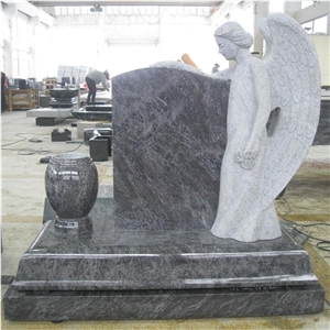 Bahama Blue Granite Standing Smiling Angel Monuments