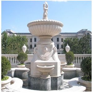 Beautiful Modern Design Western Marble Water Fountain for Garden Decoraion, Beige Marble Fountain