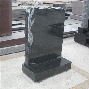 Bei Da Qing Granite Gravestone with Lily Carvings