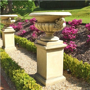 Beige Marble Turkey Outdoor Decorative Garden Planter Pots Modern Flower Pots