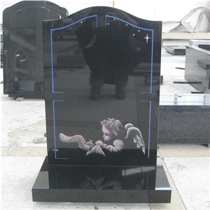 Black Granite Angel Etching Design Monument