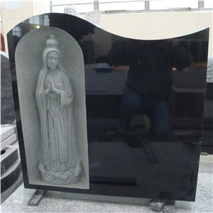 Black Granite The Virgin Mary Statue Headstones