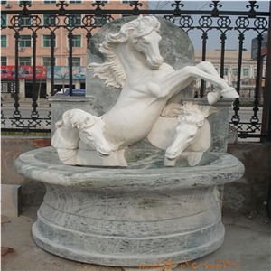 China Beige Granite Modern Water Fountain with Horse Carving for Garden House Decoration