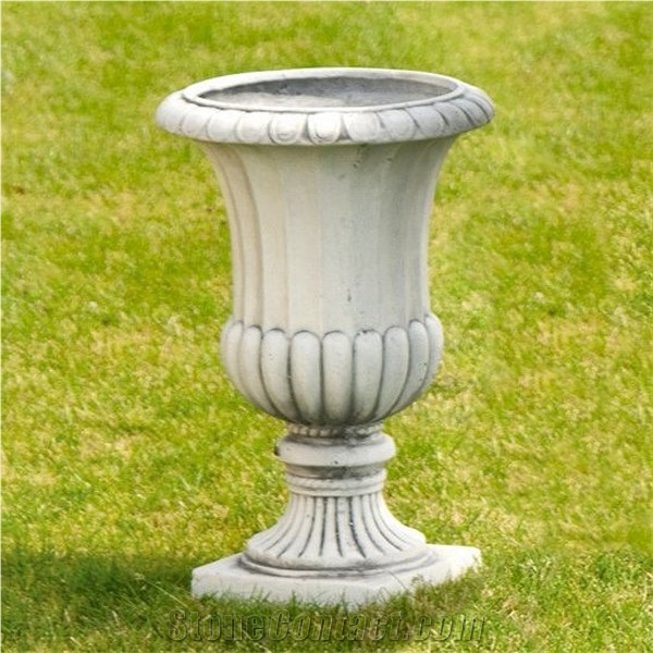 China Beige Marble Western Design Flower Pots for Garden House Decoration