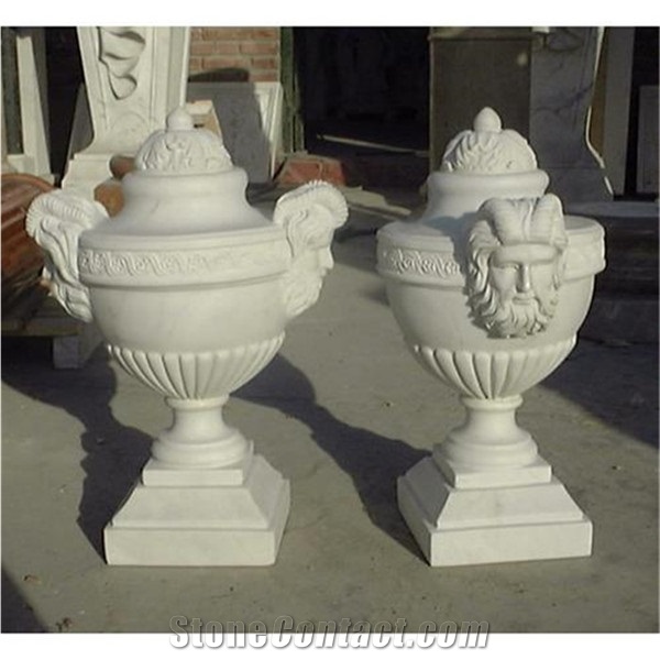China Grey Granite Hand Carving Flower Pot for Garden Decoration, Grey Granite Flower Pots