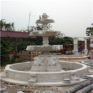 China Grey Granite Modern Natural Stone Horse Carved Water Fountain for Outdoor Decoration
