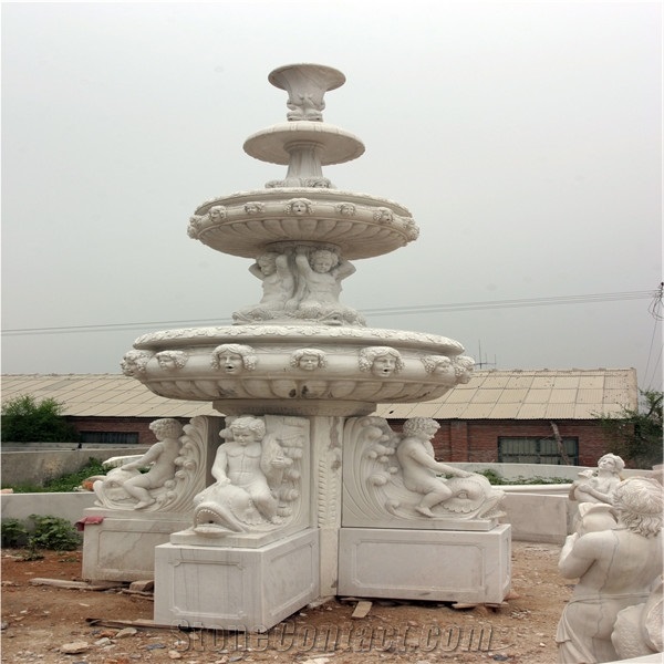 China White Mable Western Design Ecterior Sculptured Fountains