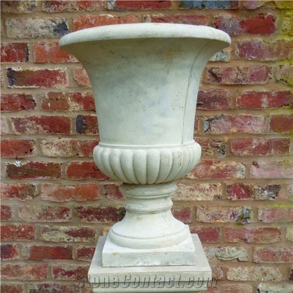 China White Marble Outdoor Decorative Flower Pots for Western Market
