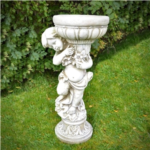 China White Marble Western Figure Sculptured Flower Pots