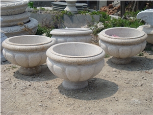 China Yellow Granite Outdoor Decoration Planters Flower Pots