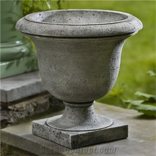 Exterior Garden Decorative Flower Pots, Bardiglio Carrara Grey Marble Flower Pots