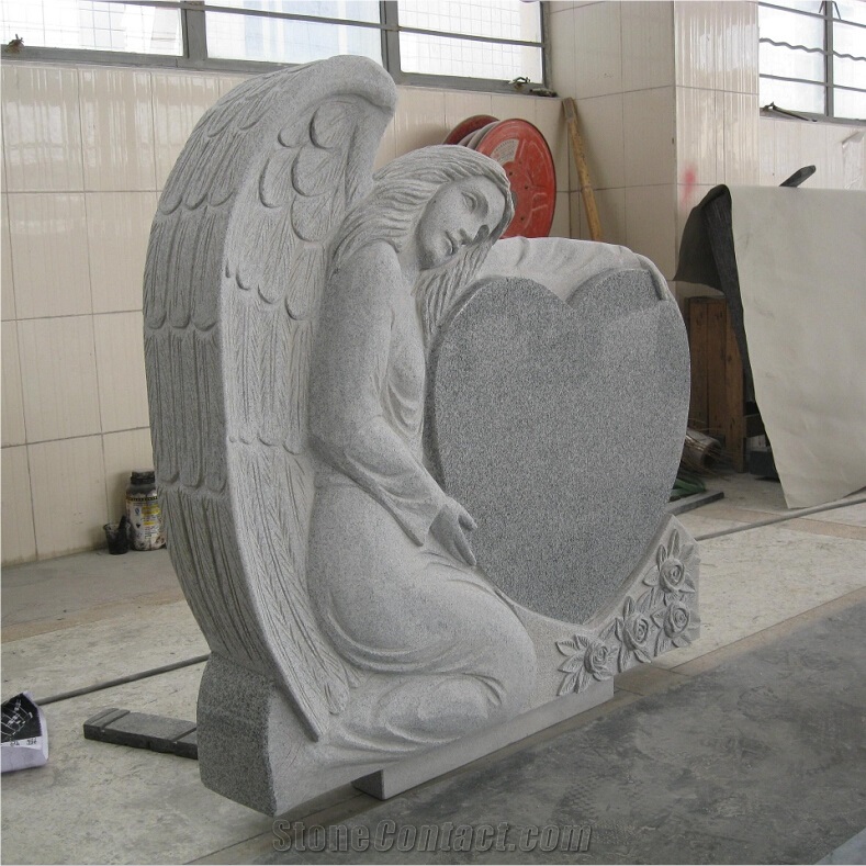 G603 Granite Angel Heart Design Gravestone