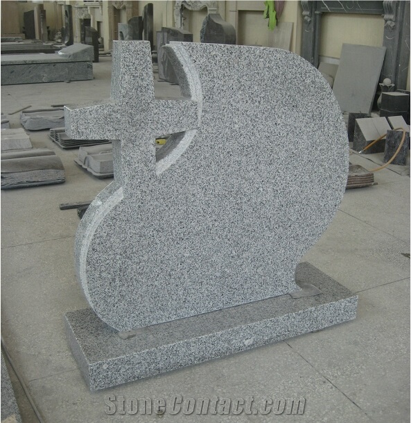 G603 Grey Granite Cross Design Gravestone