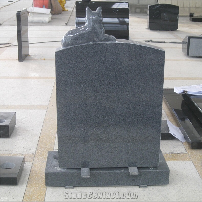 G654 Grey Grante Cat Carving Monument Design