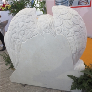 Guangxi White Marble Angel Monument with Heart Design Tombstone