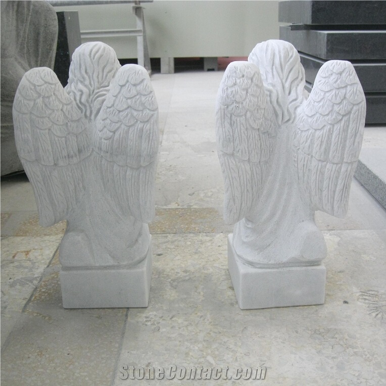 Guangxi White Marble Sculpture & Statue Cemetery Angel Statues Memorial Angel Sculptures