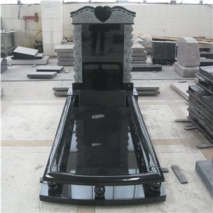 Gypsy Style Black Granite Tombstones with Rose Carvings