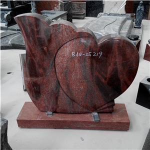 Heart Shaped Headstone Red Granite Tombstone