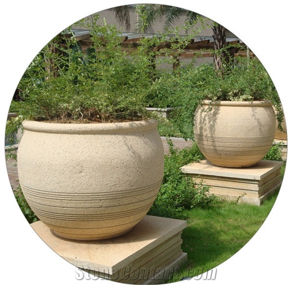 High Quality China Yellow Granite Planter Pots for Planting