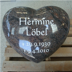 Himalaya Blue Granite Cussion Heart Design Headstones Tombstones