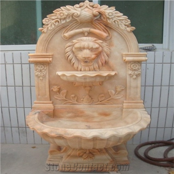 Indoor Decoration Beautiful Design Marble Water Fountain, Beige Marble Fountain