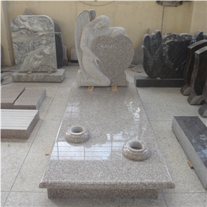 Italy Style Granite Angel with Heart Design Tombstones